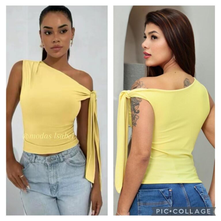 BLUSA SUPLEX ASSIMETRICA Con Detalle De  Amarraç�