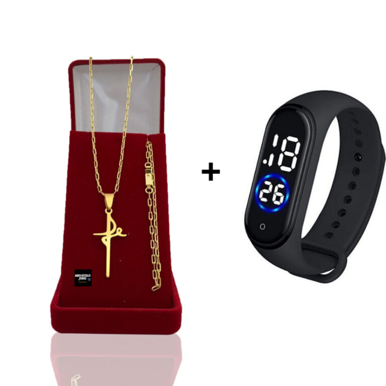 Corrente Masculina Infantil Banhado Ouro 2mm Com P