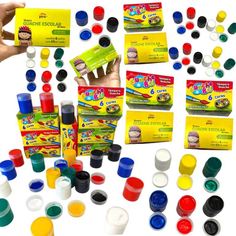 10 Cx Tinta Guache 15ml Tempera 6 Cores Pintura Aq