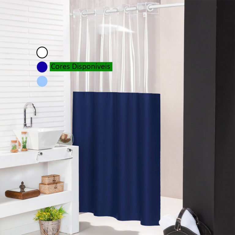 Cortina De Banheiro Box Com Visor Transparente Ant