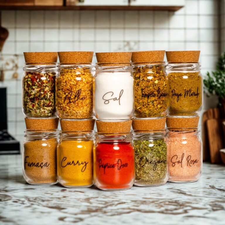 10 Porta Tempero 200ml + Cartela de adesivo com 42