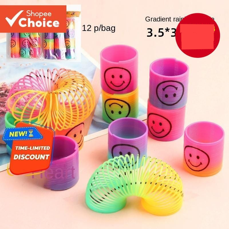 Kit 12 Anel Elástico Mola Maluca Plástico Gradiente De Arco-Íris Brinquedos De Barraca De Rua