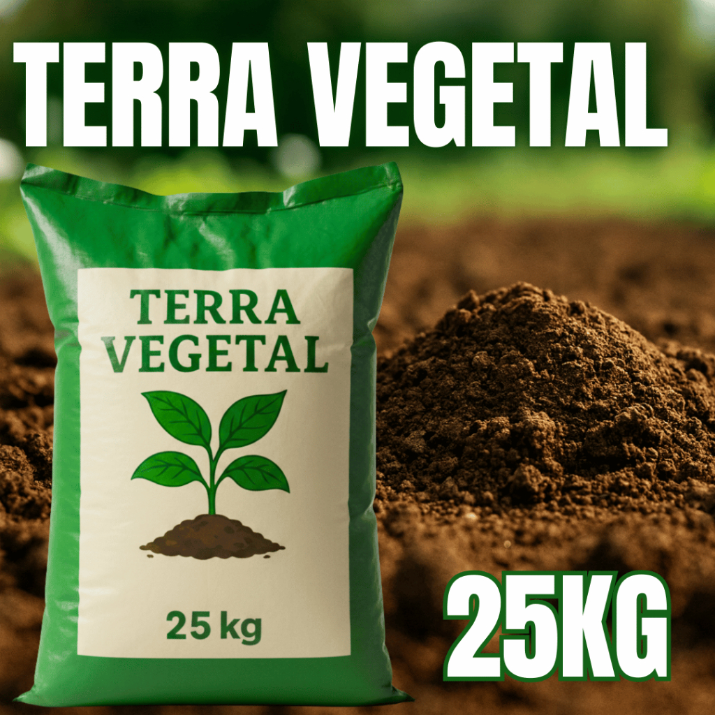 Terra Vegetal Adubada 25kg Substrato Orgânico Rico Nutrientes P/ Plantas Hortas Vasos Jardins Mudas