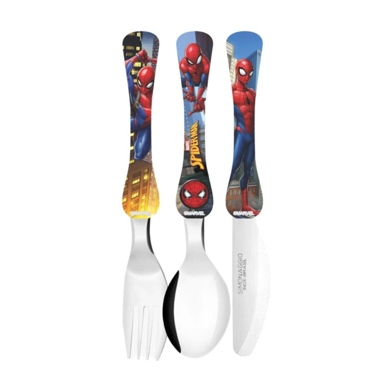 Jogo De Talheres Inox 3 Pcs Infantil Homem Aranha 