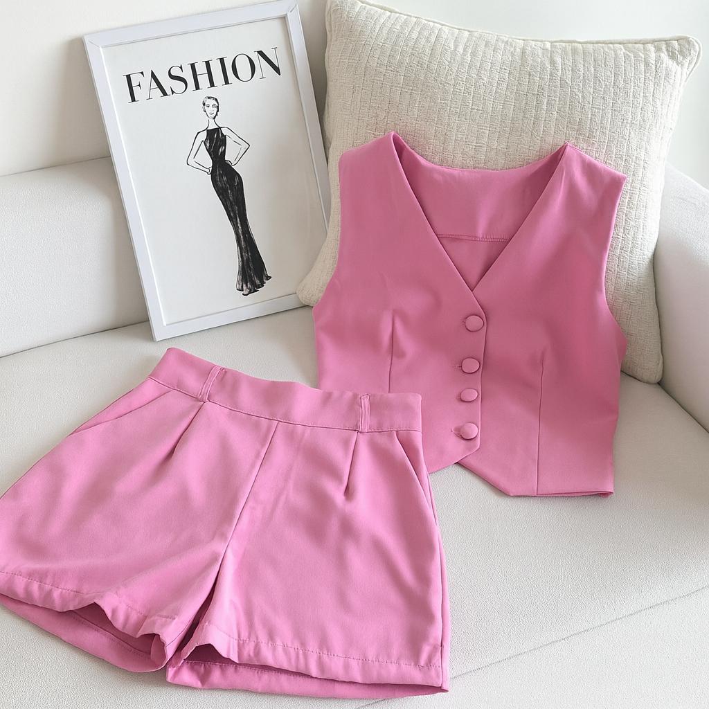 Conjunto Feminino Alfaiataria Luxo – Colete e Short Elegante