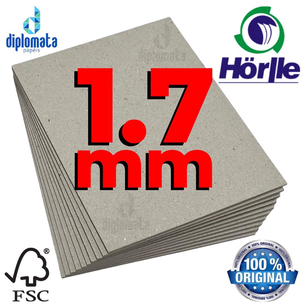 Papelão Holler 1.7 mm Diversas Medidas Papel Cartão Cinza Horlle 1,7mm 15,5X21,5 A5+ 16×22 A4 19×27