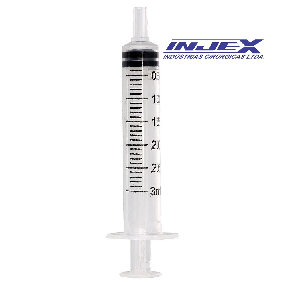 Kit 50 Seringas 1ml 3 ml e 5ml Injex Bico Luer Slip (Bico Liso) Estéril Sem Agulha Sem Latex