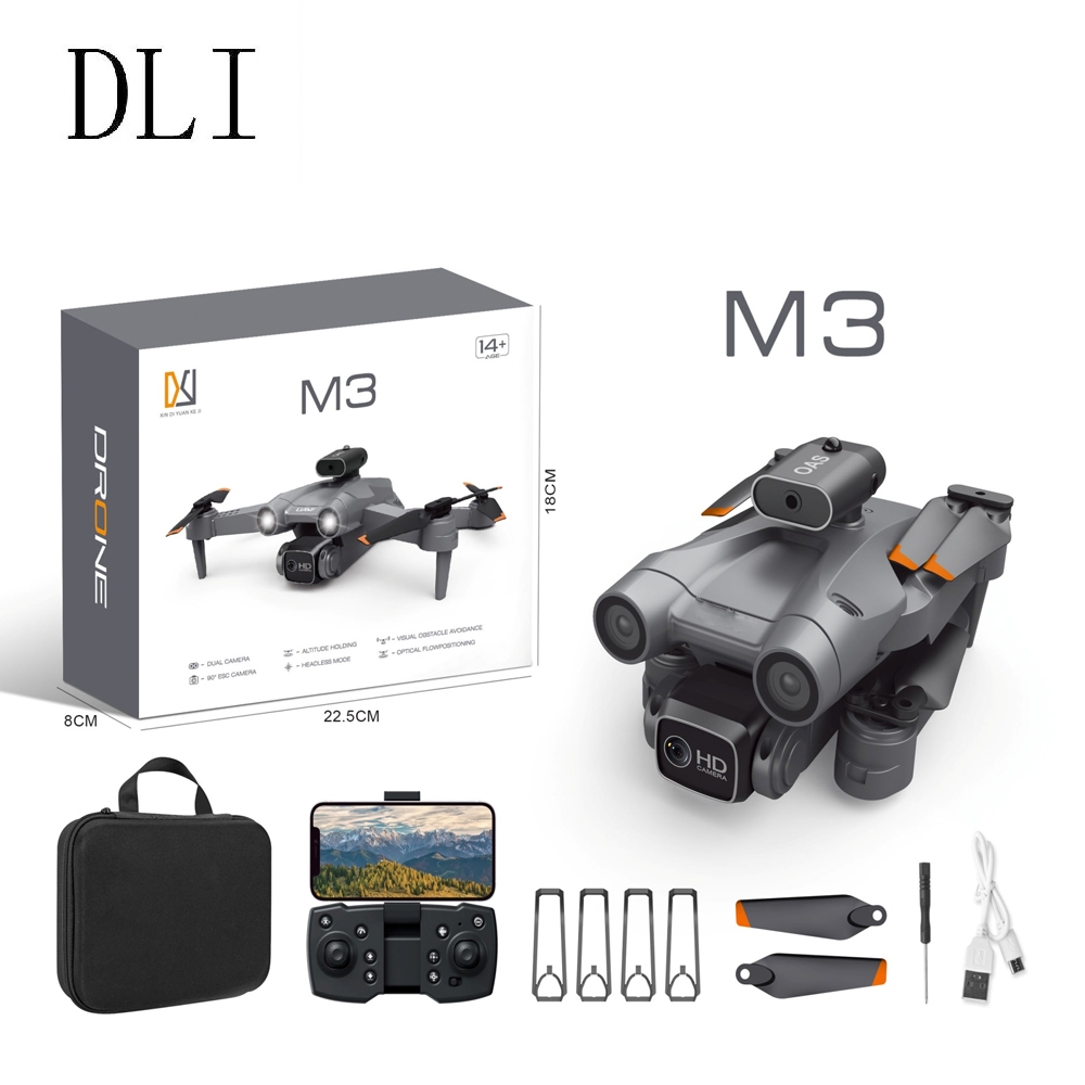 Dli 2.4G Drones Dobráveis Wifi 4k Altura Zangão M3 Fixaram Zangões com Evitação Dupla da Câmera