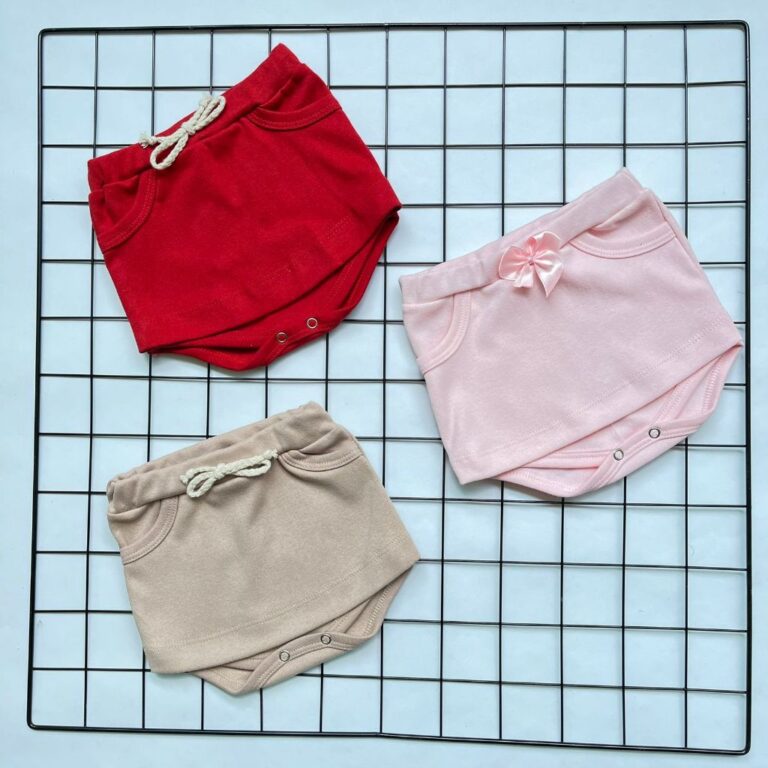 Kit Com 3 Short Saia Tapa Fralda Bebê Menina Ver