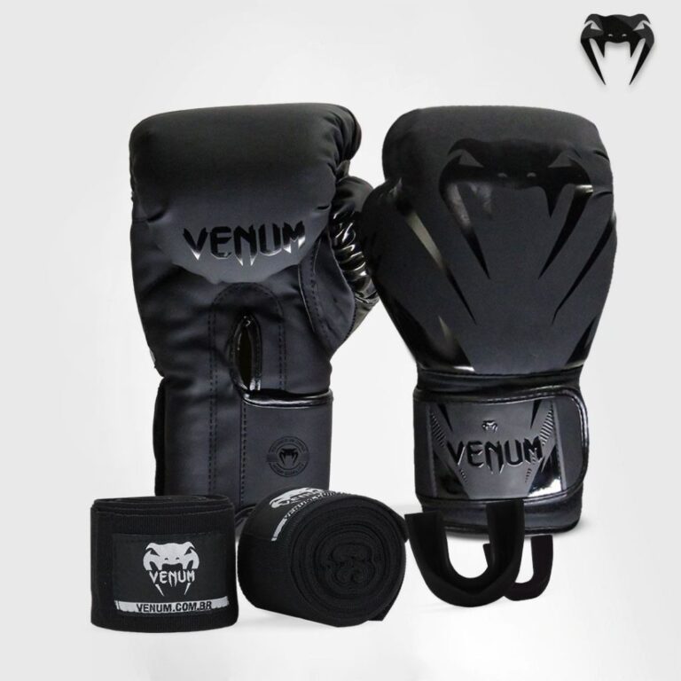 Kit Boxe Muay Thai Venum Luvas + 2M Bandagem + Buc