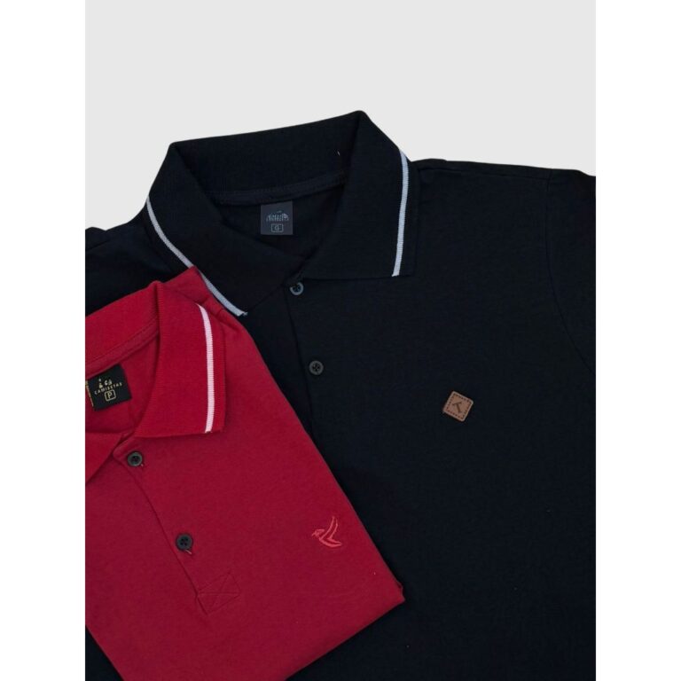 Kit 2 Camiseta Gola Polo Masculina 100% Algodão M
