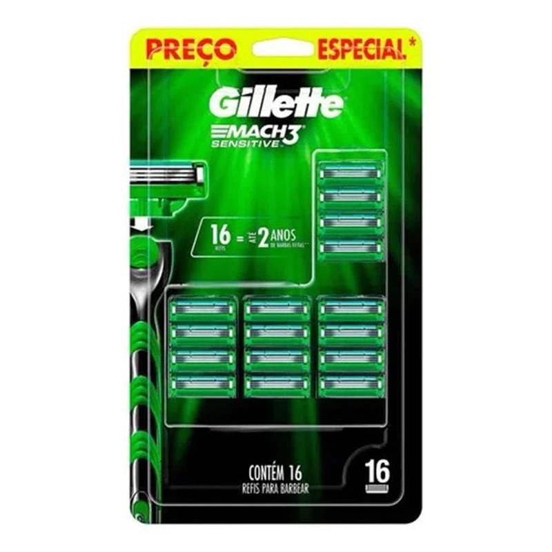 Carga Gillette mach3 Sensitive com 4 Com 8 Com16 unidades refil Mach 3, gilletti