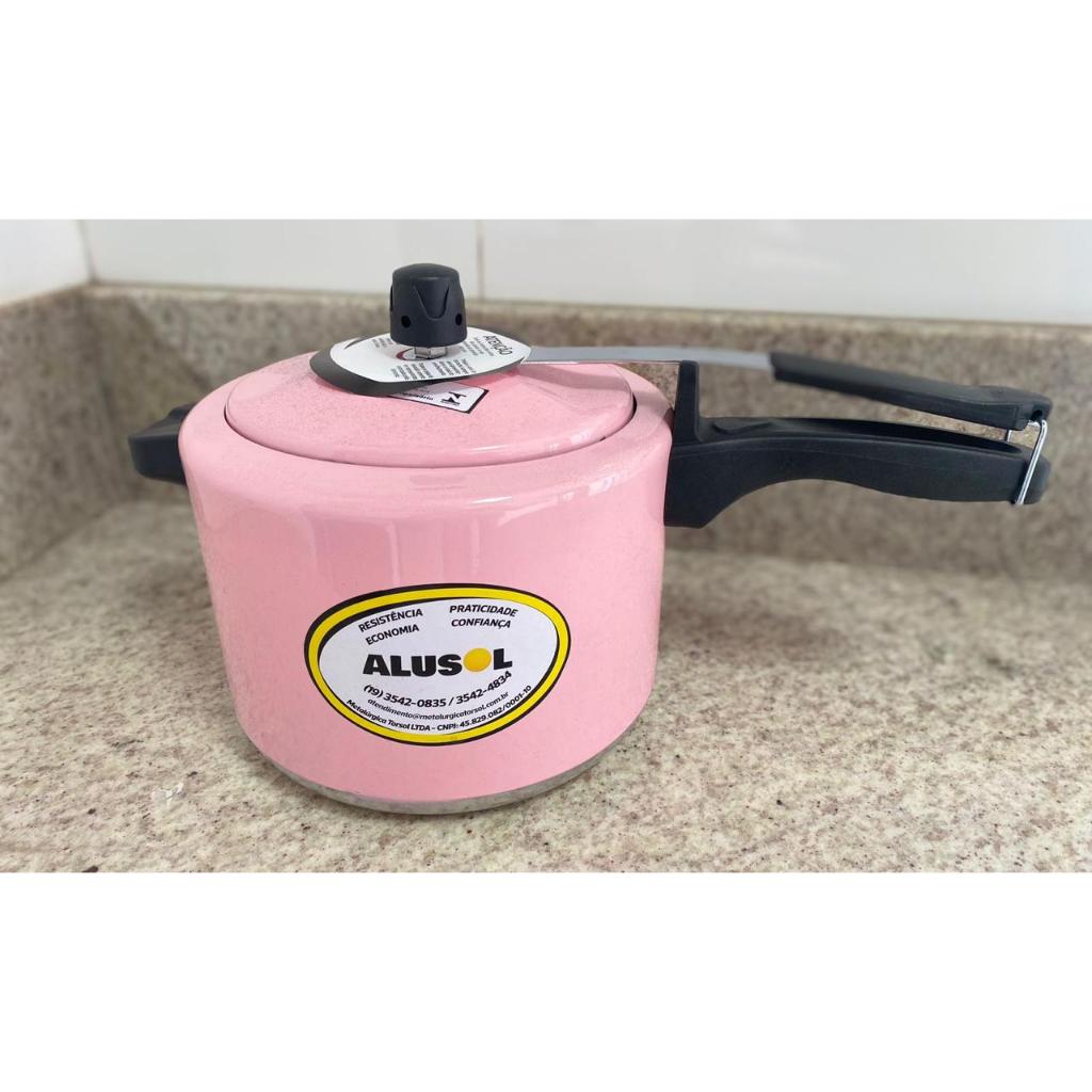 PANELA DE PRESSÃO 4,5 LITROS – FECHAMENTO INTERNO – ROSA BARBIE
