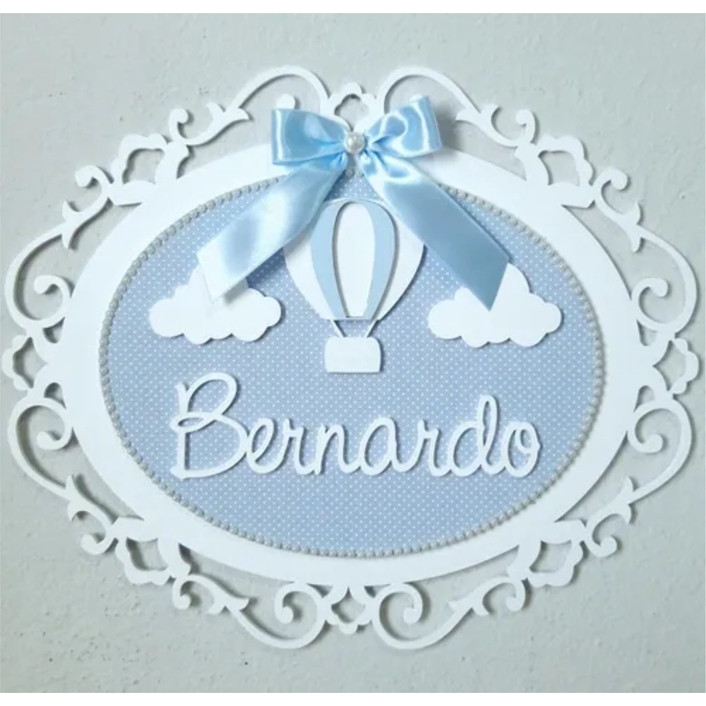 Enfeite Porta Maternidade Balão Mdf Nome Personalizado