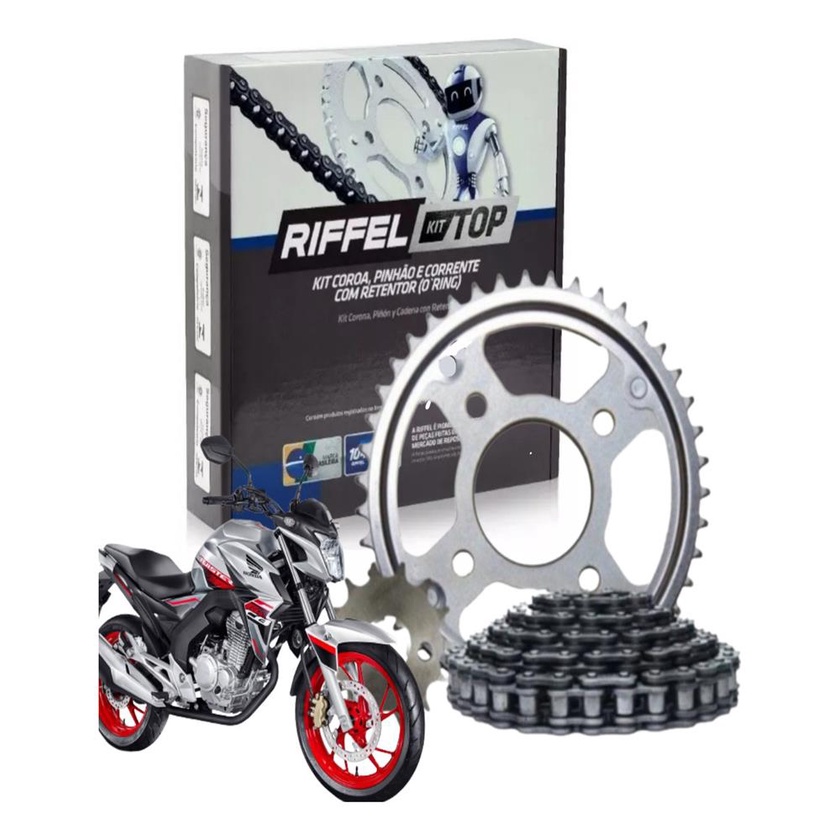 Kit Relação Tração Transmissão Cb Twister com retentor 250 2016 2017 2018 a 2025 Original Riffel