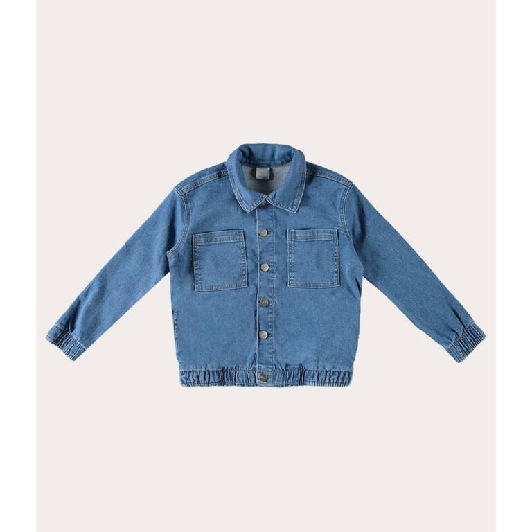 Jaqueta Infantil Unissex Bomber Em Jeans Moletom M