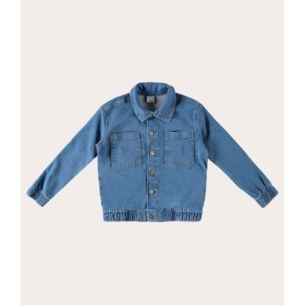 Jaqueta Infantil Unissex Bomber Em Jeans Moletom Malwee Kids