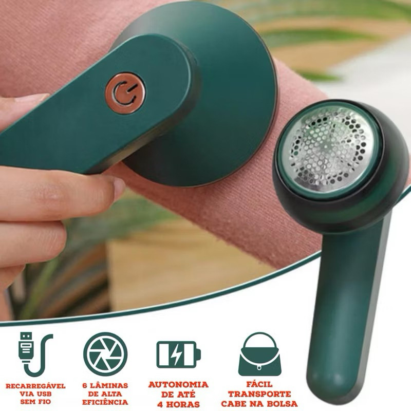 Papa Bolinhas Aparador Elétrico Portátil Para Pelos e Fiapos – Recarregável e Sem Fio/ Prático e Efi
