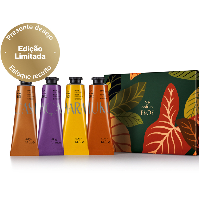 Presente Natura Ekos Polpa Mãos – KIT com 4 uni. de 40g (Tukumã, Maracujá, Açaí e Castanha)