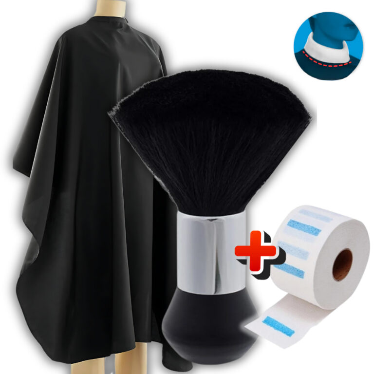 Capa De Corte Barbeiro em Cetim + Espanador Cerdas