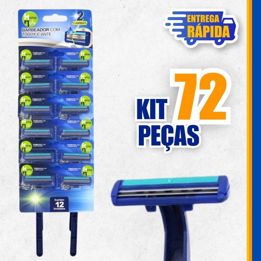 KIT 72 Prestobarba Aparelho de Barbear 2 Lâminas Com Fita Lubrificante Barbeado Descartável PROMOÇÃO