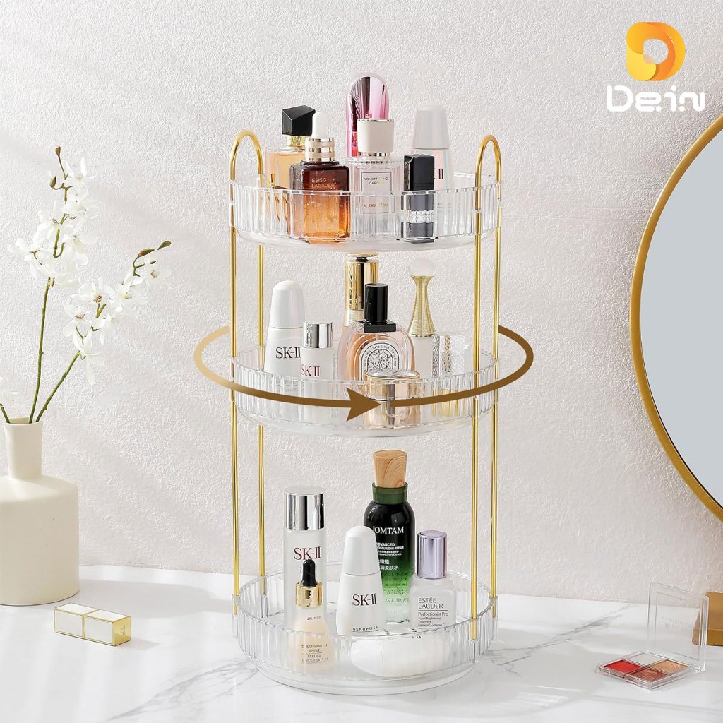 Organizador de Maquiagem Giratório Suporte Multiuso 2/3 Andares p/ Cosméticos e Perfumes