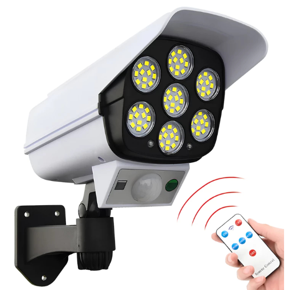 Câmera Falsa Solar Com Sensor Presença Com 77LED