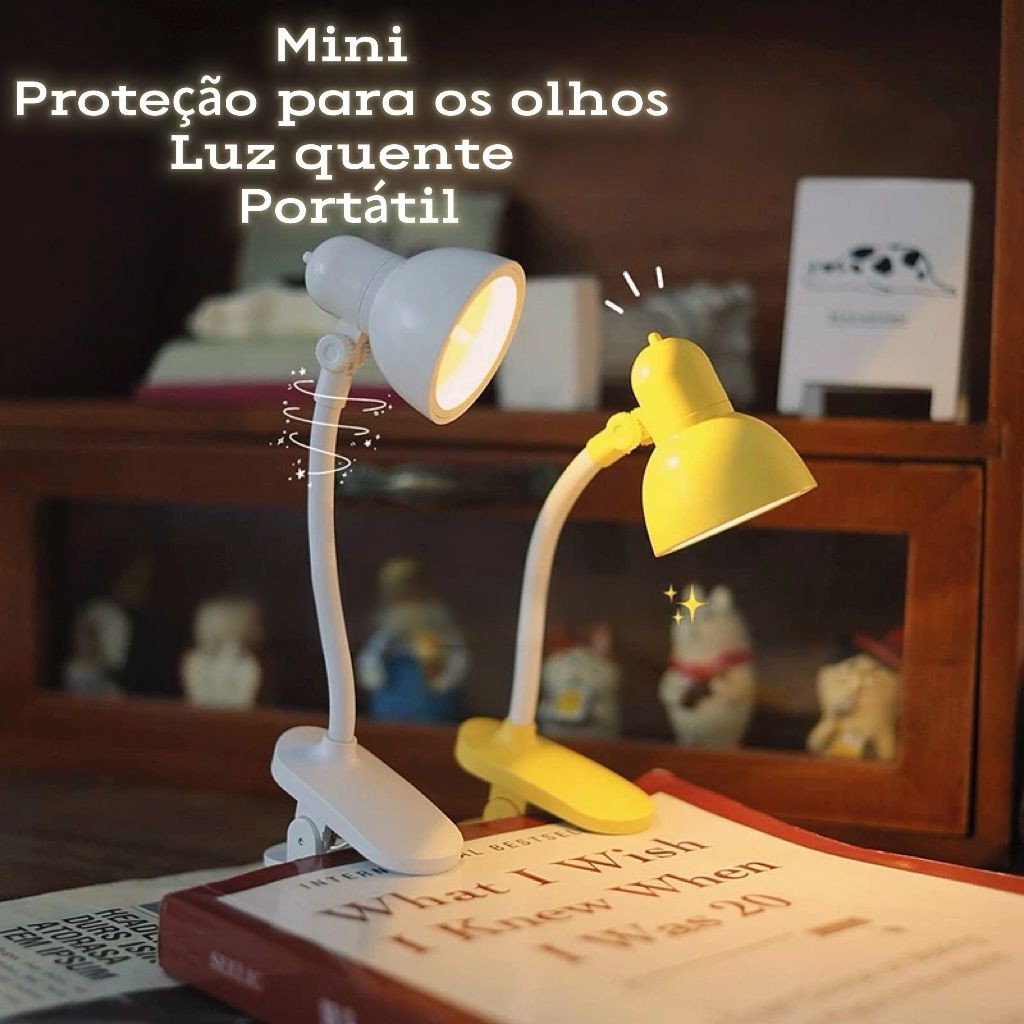 Mini Lâmpada De Mesa fofo LED Alimentada Por Bateria Livro De Leitura com Clipe De suporte Luz Portá