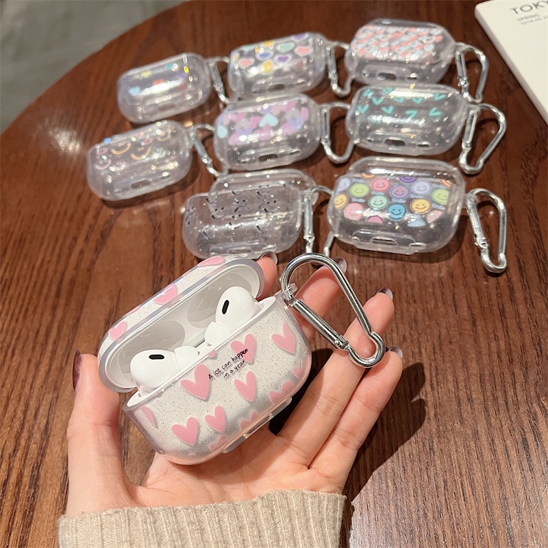 For AirPods Pro 2 Case Glitter Shiny Cartoon Soft Silicone Cover For AirPods 3 1 2 Girls Colorful He