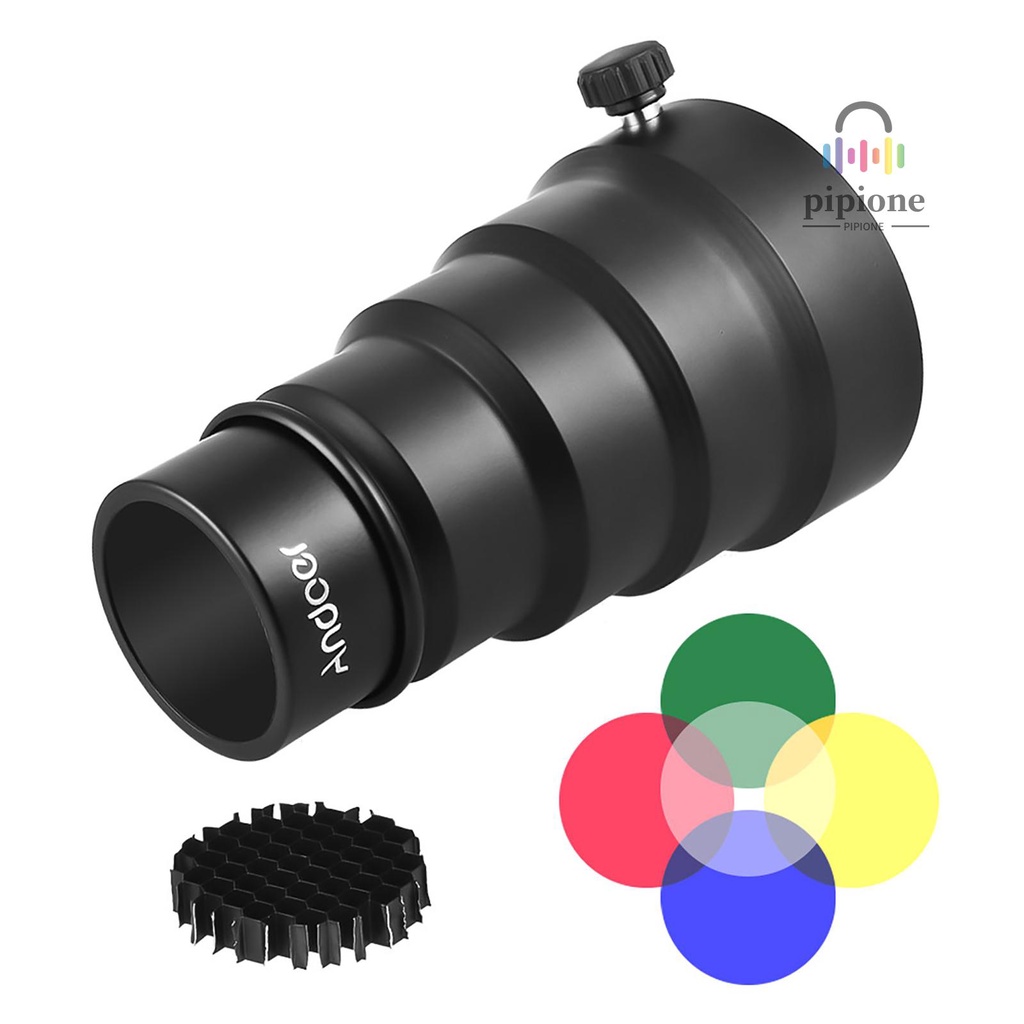 Andoer 98mm Mini Flash Mount Metal Snoot Com Grelha Em Favo De Mel 5pcs Kit De Filtro Colorido Para