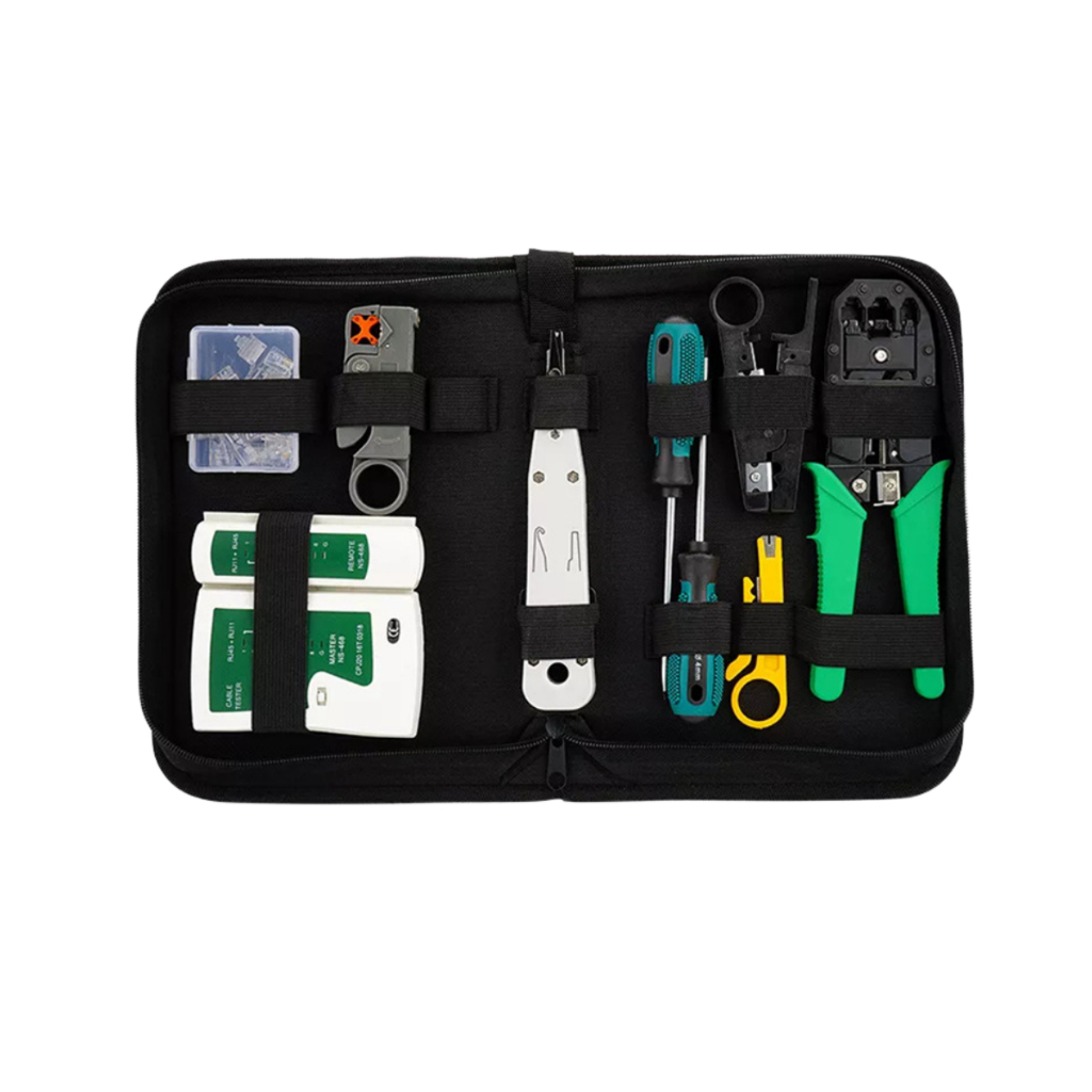 Kit Ferramentas Para Manutenção De Rede Informática Lan Internet Testador De Cabos Rj45 Alicate Crim