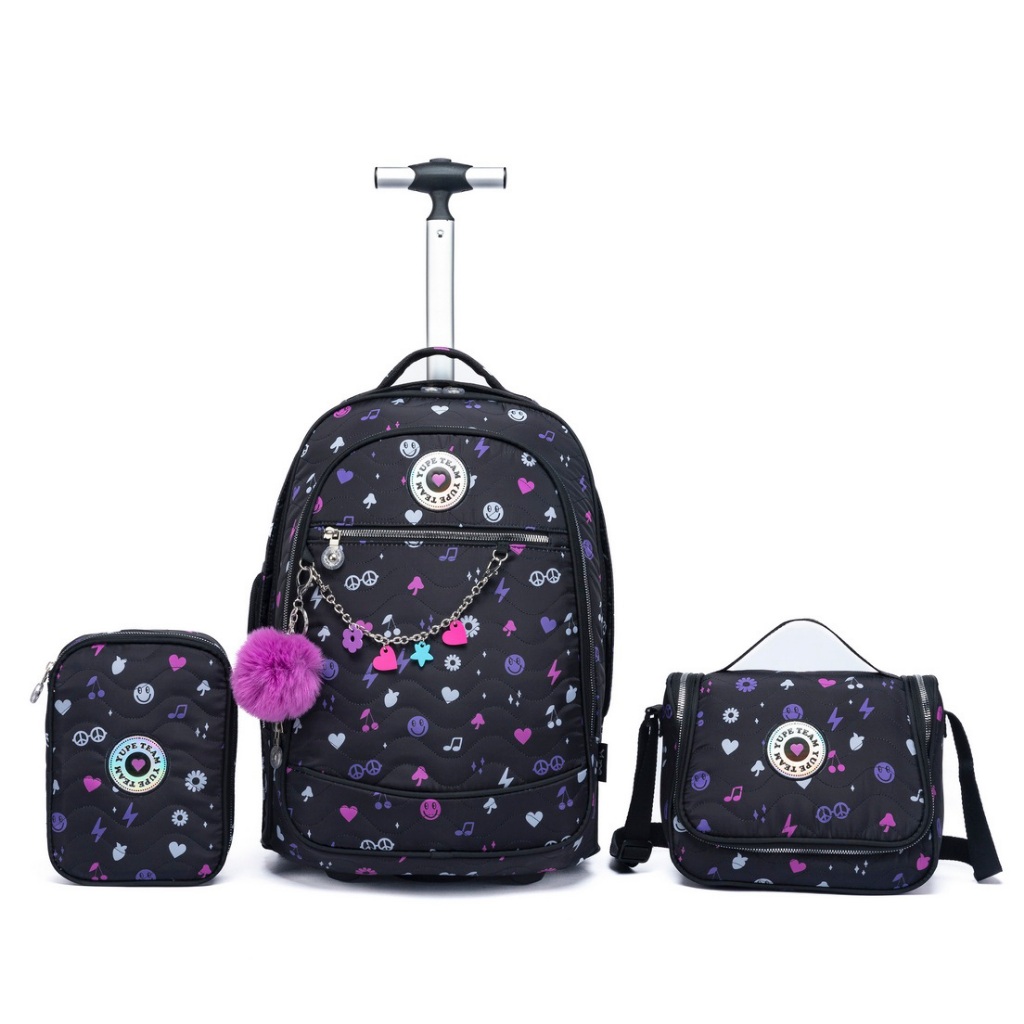Kit Mochila Rodinha Lancheira Estojo Escolar Juvenil Viagem Yupe