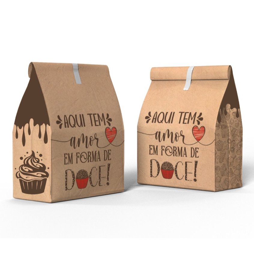 Sacos Kraft Papel Para Delivery Doces Bolos Muffins Doceria 100 Unidades