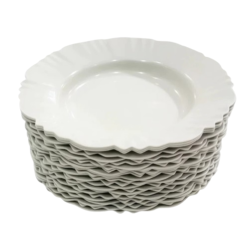 Kit até 50 Prato Fundo com Borda Branco Refeiçã