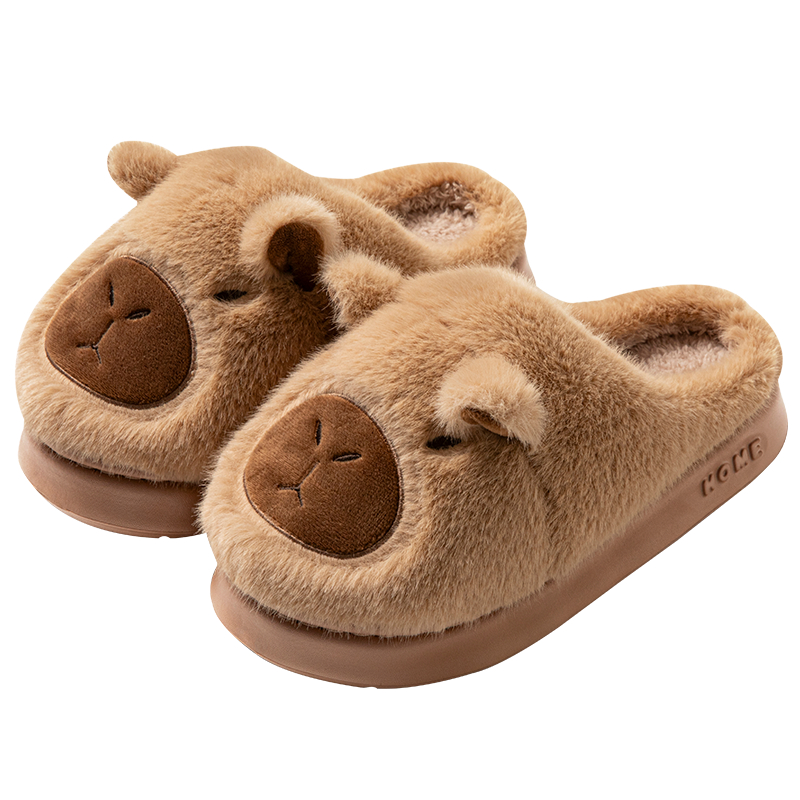 Pantufa Chinelo Feminino Masculino  Capivara Sapato De Inverno Antiderrapante Flexível Quente De Inv