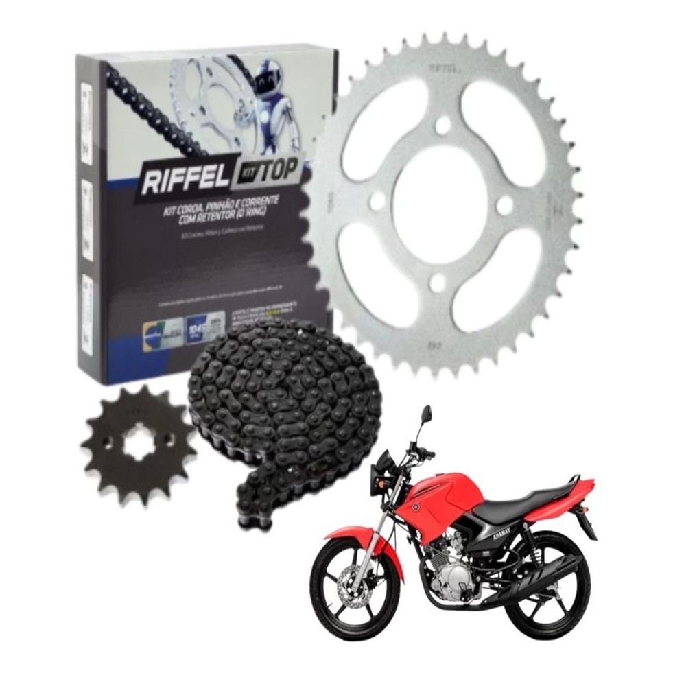 Kit Relação Tração Transmissão Ybr 125 Factor 2000 2001 2002 2003 2004 2005 A 2016 Original Riffel