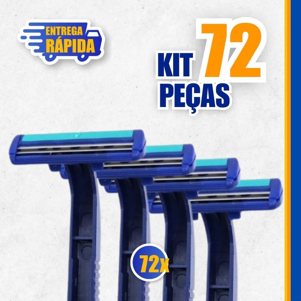 KIT 72 Prestobarba Aparelho de Barbear 2 Lâmina Com Fita Lubrificante Barbeado Descartável PROMOÇÃO