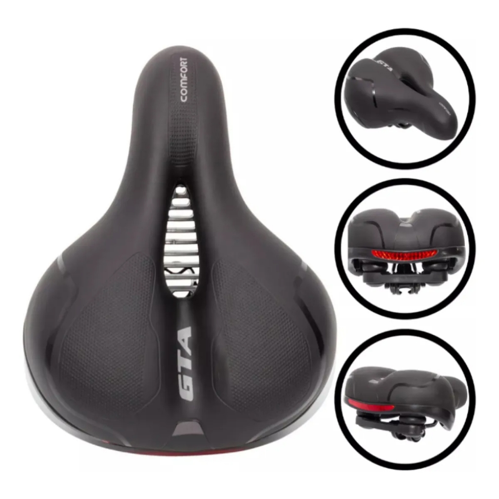 Banco Bike Selim Bicicleta Gta Comfort Gel Tech Refletor Elastomero