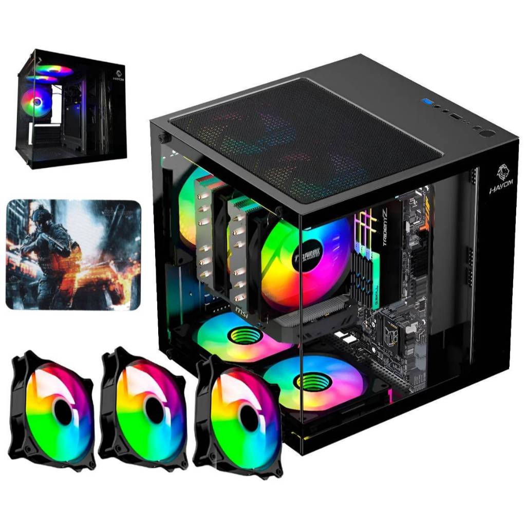 Gabinete Gamer Com Fans RBG LED inclusas Vidro Tem. Frontal e Lateral