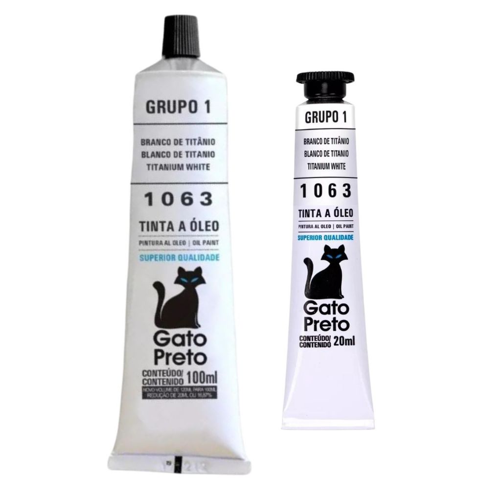 Tinta a Óleo para pintura em tela Gato Preto – 1063 BRANCO DE TITÂNIO