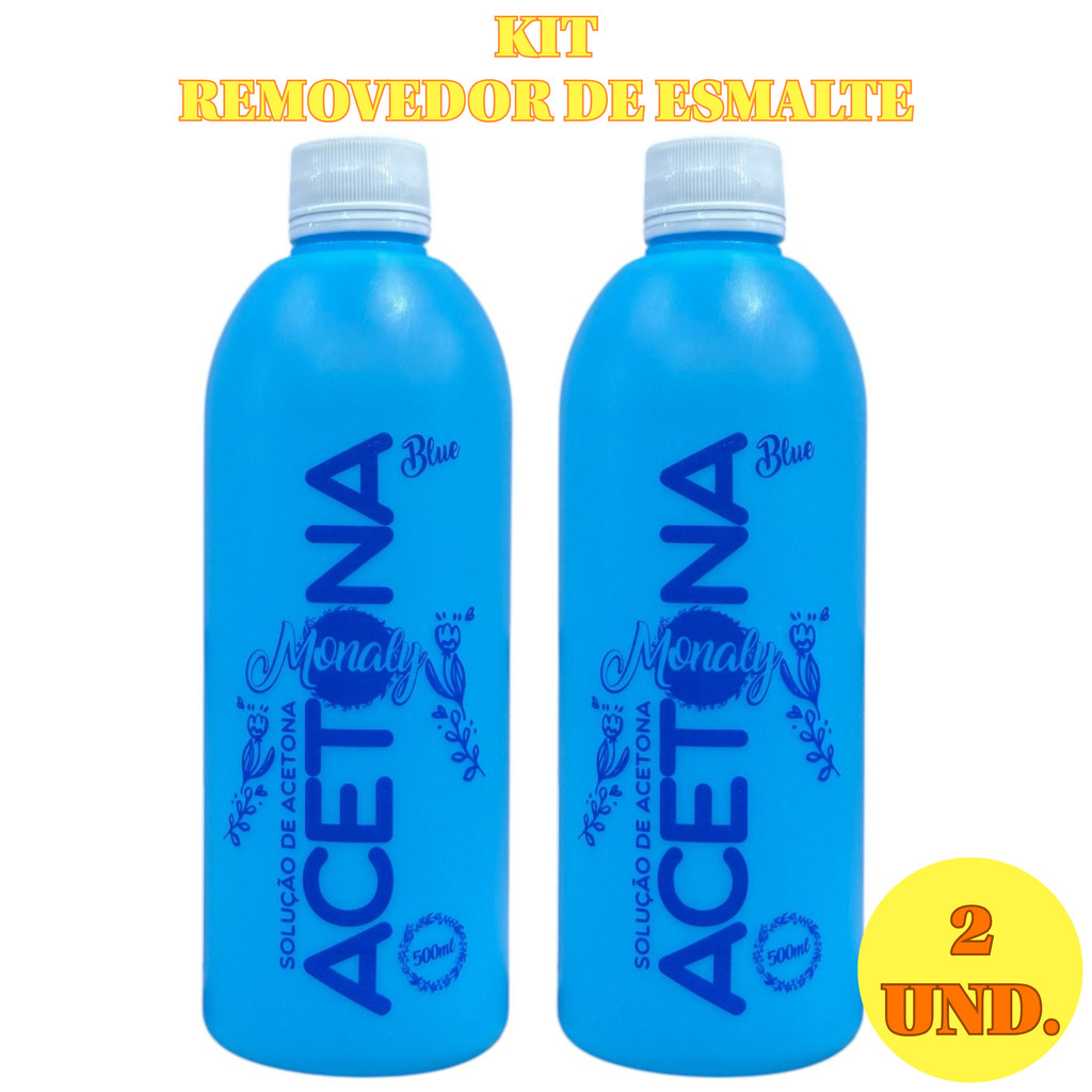 Removedores de Esmalte 500ml | Kit 2 Unid | Monaly | À Base de Acetona | Limpeza Rápida e Eficiente