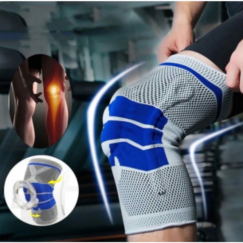 Joelheira Compressão 3D Ortopédica com Anel de Silicone e Haste Flexível Estabilidade