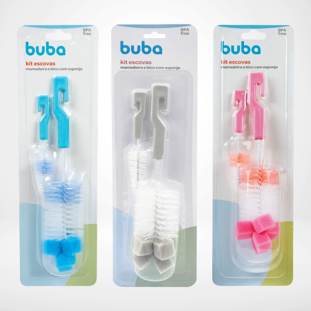 Escova para Mamadeira Bico e Garrafa com Esponja – Buba