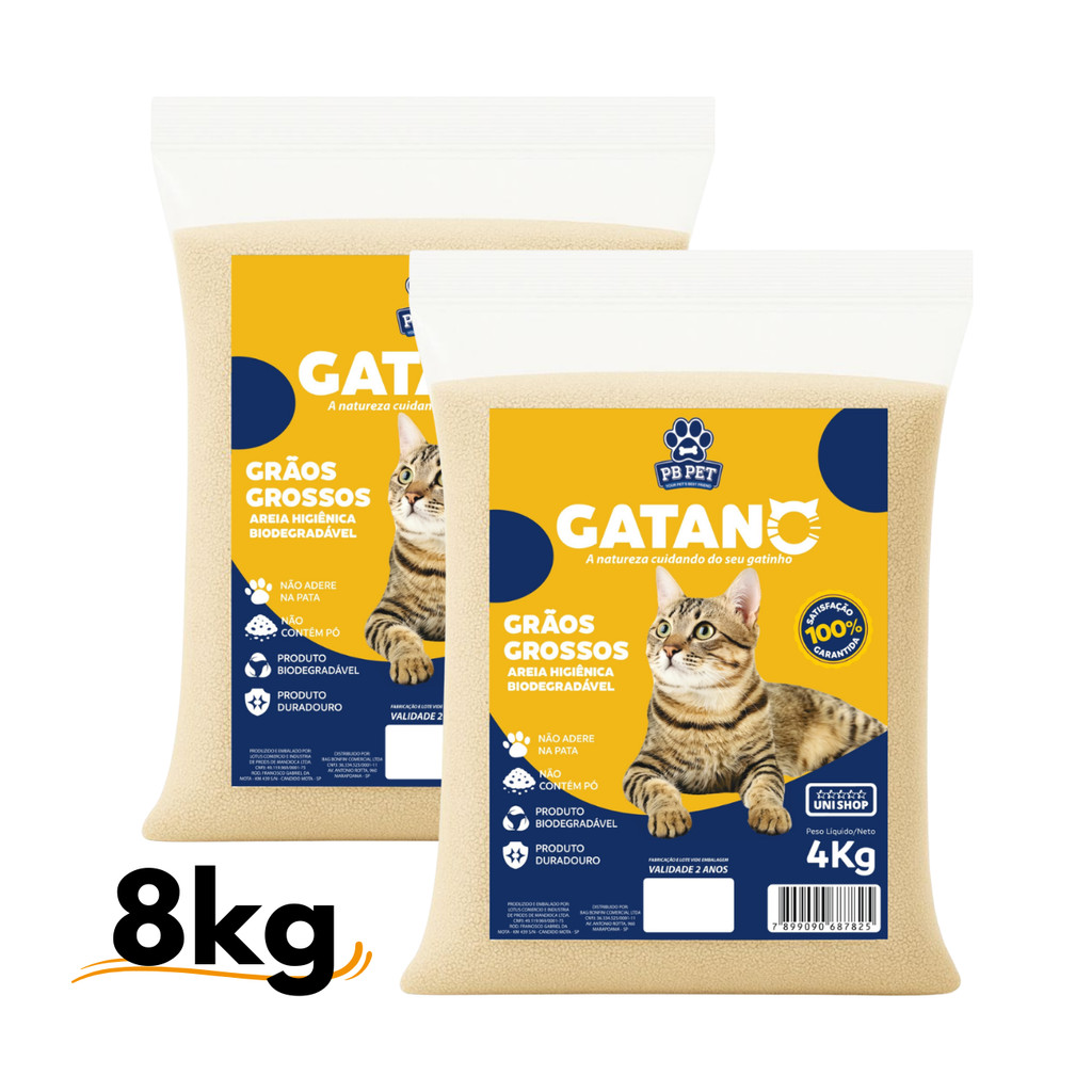 Kit 2 Areia Para Gato Biodegradável 100% Natural – Gatano