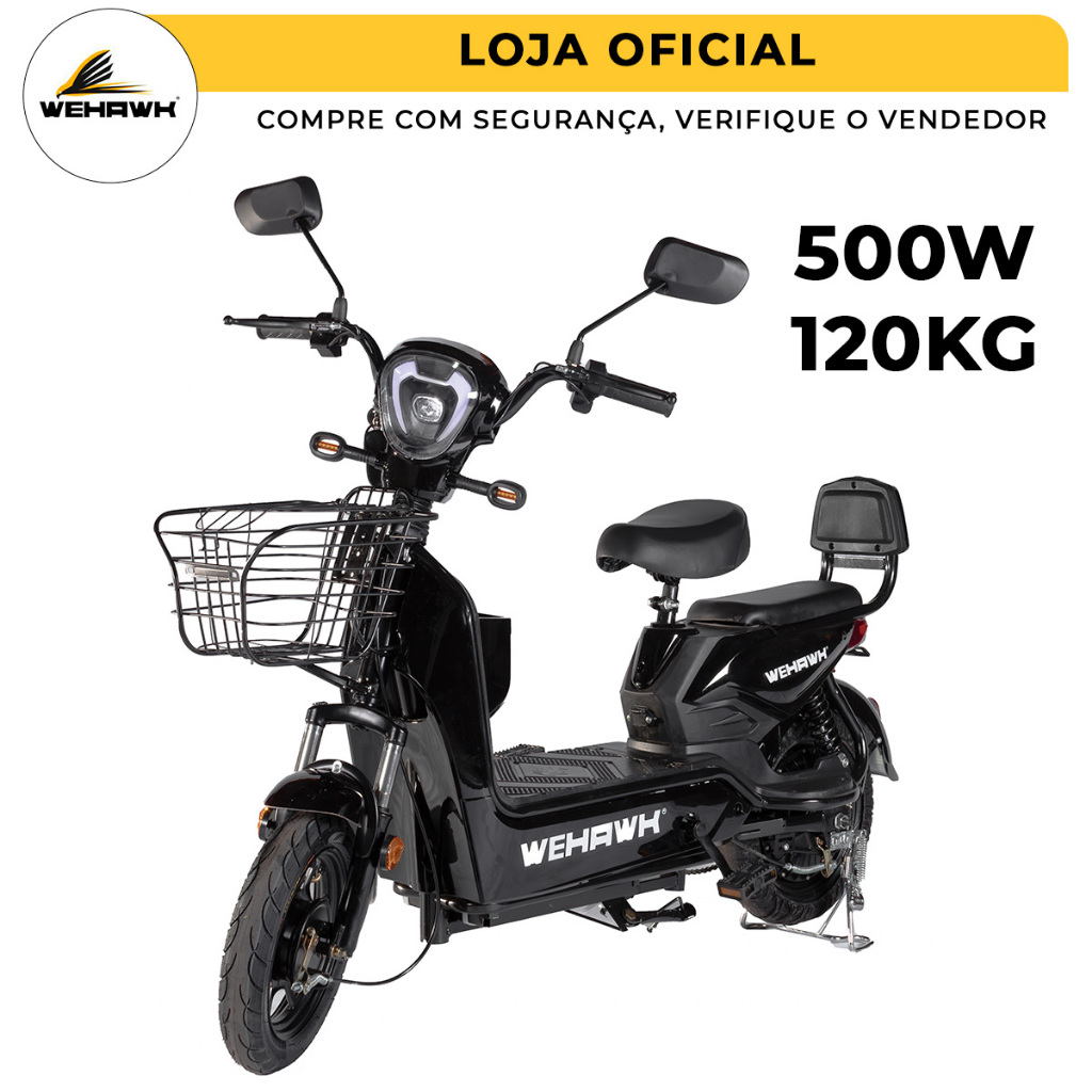Bicicleta Elétrica 500W Scooter 32km/h Sem Carteira WeHawk Basket Bike Autopropelido