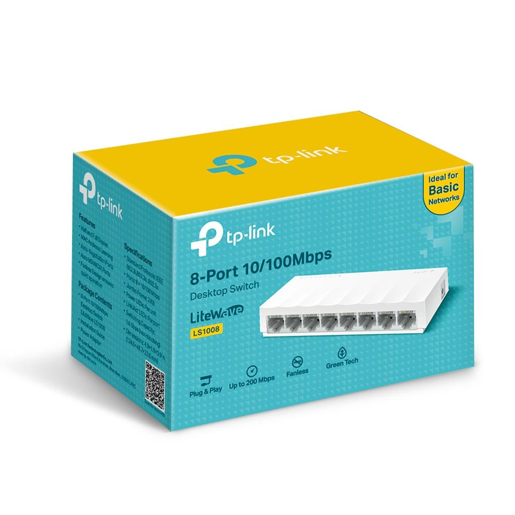 Switch de Mesa TP-Link LS1008 com 8 portas 10/100Mbps