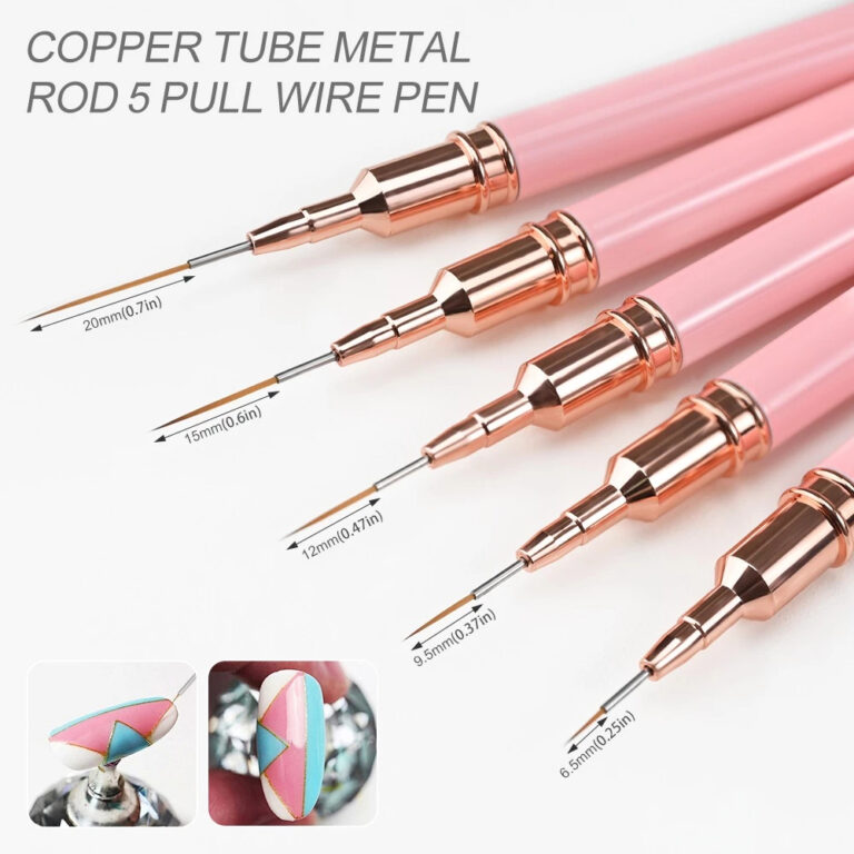 Kit 5 Pincéis 7/9/11/15/25mm De Arte De Unhas UV 