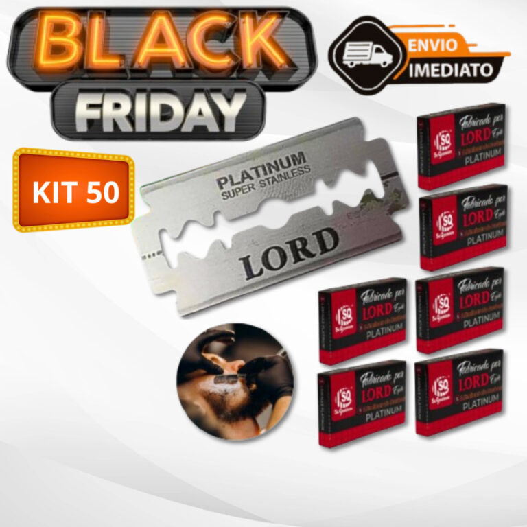 Kit 50 Lâminas LORD PLATINUM Gillete Profissional