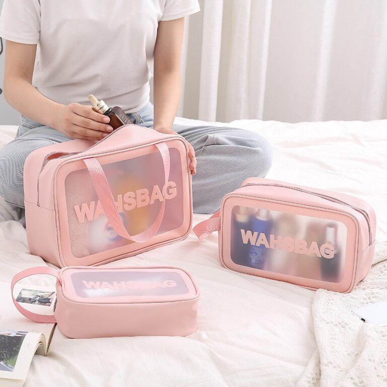 Kit 3 Necessaire Maquiagem Transparente WashBag A 