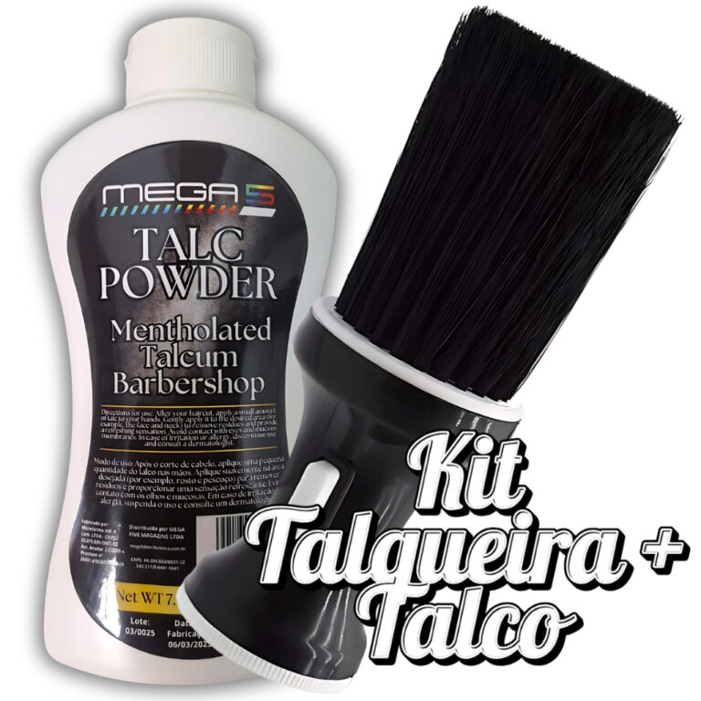Kit Espanador Talqueira Barbearia Barbeiro Profiss
